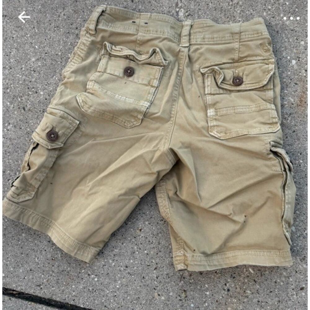 American Eagle Classic Cargo Shorts Men's 28 Khaki Brown Cotton Stretch Outdoor